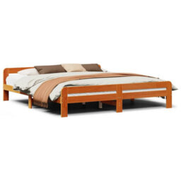 Berkfield Bed Frame Without Mattress Wax Brown 180X200 Cm Super King Size Solid Wood Pine - thumbnail 2