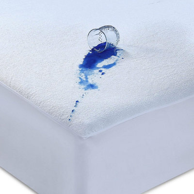 Caroline Shatuik Waterproof Mattress Protector Single,30 Cm Extra Deep Stretch Skirt Non-Noisy Terry Top Single Cover Bed(90 X