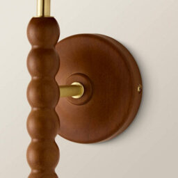 Valuelights Bobble Pair Burgundy Floral Pleat Shade Walnut Wood Wall Light And Bulb - thumbnail 6