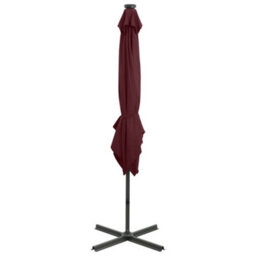 Berkfield Cantilever Umbrella With Pole And Led Lights Bordeaux Red 250 Cm - thumbnail 6