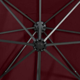 Berkfield Cantilever Umbrella With Pole And Led Lights Bordeaux Red 250 Cm - thumbnail 8