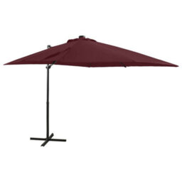 Berkfield Cantilever Umbrella With Pole And Led Lights Bordeaux Red 250 Cm - thumbnail 1