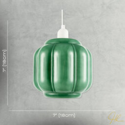 Happy Homewares Emerald Green Traditional Pendant Ceiling Lamp Shade With Deep Grooves - thumbnail 7