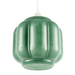 Happy Homewares Emerald Green Traditional Pendant Ceiling Lamp Shade With Deep Grooves - thumbnail 5