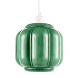 Happy Homewares Emerald Green Traditional Pendant Ceiling Lamp Shade With Deep Grooves - thumbnail 1