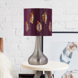 First Choice Lighting Romana - Brushed Chrome Touch Table Lamp With Burgundy Fern Shade - thumbnail 3