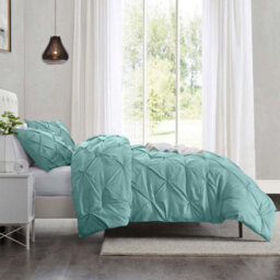 Ameha Pintuck Duvet Cover Set With Pillowcase & Anti-Allergic Microfiber Pinch Pleat Diamond Sage Green Super King 260X220Cm - thumbnail 5