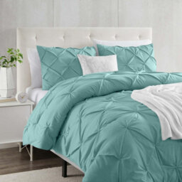 Ameha Pintuck Duvet Cover Set With Pillowcase & Anti-Allergic Microfiber Pinch Pleat Diamond Sage Green Super King 260X220Cm - thumbnail 6