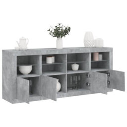 Vidaxl Sideboard With Led Lights Concrete Grey 163X37X67 Cm
