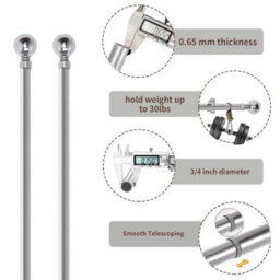 Aspire Homeware Plain Metal Curtain Pole With Ball Finials Extendable Rod 160-300 Cm (Chrome) - thumbnail 4