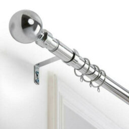 Aspire Homeware Plain Metal Curtain Pole With Ball Finials Extendable Rod 160-300 Cm (Chrome)