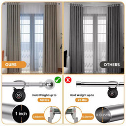 Aspire Homeware Plain Metal Curtain Pole With Ball Finials Extendable Rod 160-300 Cm (Chrome) - thumbnail 6