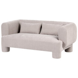 Beliani Home Living Room Dark Beige Curved Soft Fabric 3-Seater Sofa - 180Cm - thumbnail 4