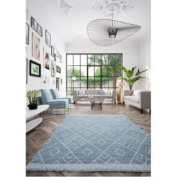 Aspect Furniture Marjan-Diamond/rhombus Pattern Geometric Thick Soft Shaggy Rug,blue/ivory,120 X 170 Cm - thumbnail 4