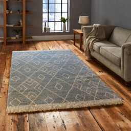 Aspect Furniture Marjan-Diamond/rhombus Pattern Geometric Thick Soft Shaggy Rug,blue/ivory,120 X 170 Cm - thumbnail 1