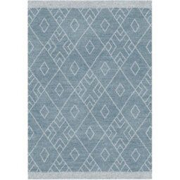 Aspect Furniture Marjan-Diamond/rhombus Pattern Geometric Thick Soft Shaggy Rug,blue/ivory,120 X 170 Cm - thumbnail 3