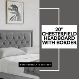Grey Plush 5Ft King Size Bed With Matttress  2 Storage Drawers And 20 Inch Borderd Headboard - thumbnail 3