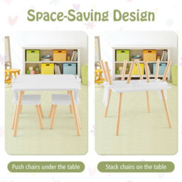 Costway 3 Pcs Kids Table And Chair Set Toddler Activity Center Writing Desk Space-Saving - thumbnail 8
