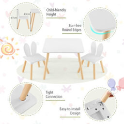 Costway 3 Pcs Kids Table And Chair Set Toddler Activity Center Writing Desk Space-Saving - thumbnail 7