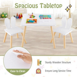 Costway 3 Pcs Kids Table And Chair Set Toddler Activity Center Writing Desk Space-Saving - thumbnail 4