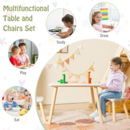Costway 3 Pcs Kids Table And Chair Set Toddler Activity Center Writing Desk Space-Saving - thumbnail 6