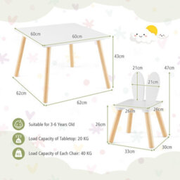 Costway 3 Pcs Kids Table And Chair Set Toddler Activity Center Writing Desk Space-Saving - thumbnail 3