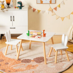 Costway 3 Pcs Kids Table And Chair Set Toddler Activity Center Writing Desk Space-Saving - thumbnail 2