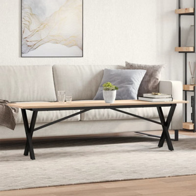 Berkfield Coffee Table X-Frame 160X40X45 Cm Solid Wood Pine And Steel - image 1