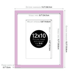 "12X10"" Lilac Frame With Mount For 9X6"" Pictures 20mm Slim Edge Portrait And Landscape Display With Wall Hooks And Kickstand" - thumbnail 2