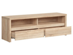 Arte Kaspian Oak Sonoma Media 144Cm Tv Cabinet - 2-Drawer Console With Open Shelf - thumbnail 3