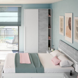 Direct Furniture Suppliers Ltd Top 2 Door Large Modern Sliding Bedroom Wardrobe - White & Grey Finish - H: 200Cm X W: 120Cm X D: 50Cm - thumbnail 3