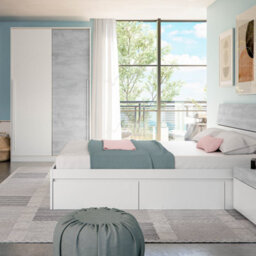 Direct Furniture Suppliers Ltd Top 2 Door Large Modern Sliding Bedroom Wardrobe - White & Grey Finish - H: 200Cm X W: 120Cm X D: 50Cm - thumbnail 2