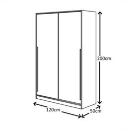 Direct Furniture Suppliers Ltd Top 2 Door Large Modern Sliding Bedroom Wardrobe - White & Grey Finish - H: 200Cm X W: 120Cm X D: 50Cm - thumbnail 6