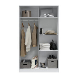 Direct Furniture Suppliers Ltd Top 2 Door Large Modern Sliding Bedroom Wardrobe - White & Grey Finish - H: 200Cm X W: 120Cm X D: 50Cm - thumbnail 5