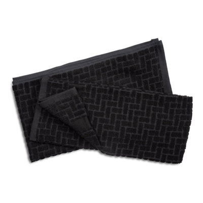 Cuisinart Professional Charcoal Rectangle Bamboo Cotton Sculpted Tea Towel 40 X 70Cm Pack Of 2 - image 1