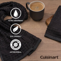 Cuisinart Professional Charcoal Rectangle Bamboo Cotton Sculpted Tea Towel 40 X 70Cm Pack Of 2 - thumbnail 4