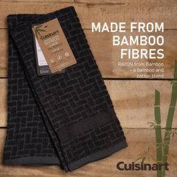 Cuisinart Professional Charcoal Rectangle Bamboo Cotton Sculpted Tea Towel 40 X 70Cm Pack Of 2 - thumbnail 2