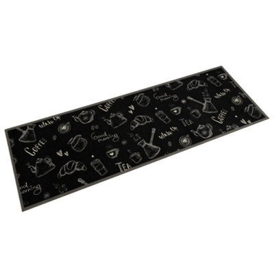 Berkfield Kitchen Rug Washable Morning Black 60X180 Cm Velvet - image 1