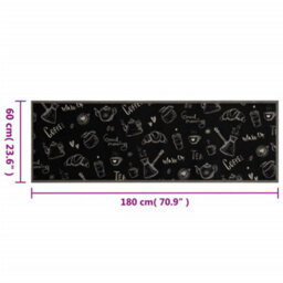 Berkfield Kitchen Rug Washable Morning Black 60X180 Cm Velvet - thumbnail 5