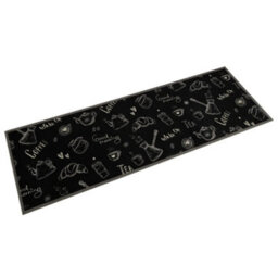 Berkfield Kitchen Rug Washable Morning Black 60X180 Cm Velvet - thumbnail 1