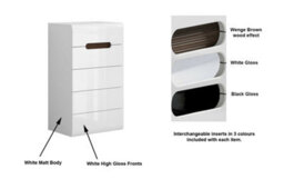 Impact Furniture Tallboy Tall Drawers Chest Of 5 Drawers Bedroom Living Room Storage Soft Close Black White Gloss Azteca - thumbnail 2
