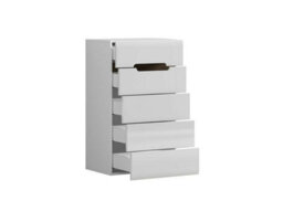 Impact Furniture Tallboy Tall Drawers Chest Of 5 Drawers Bedroom Living Room Storage Soft Close Black White Gloss Azteca - thumbnail 4