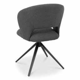 Xample Bentley Designs Alisa Round Sintered Stone Dining Table With 4 Grey Bouclé Swivel Chairs Matte White Top & Black Oak Legs - thumbnail 6