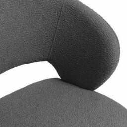 Xample Bentley Designs Alisa Round Sintered Stone Dining Table With 4 Grey Bouclé Swivel Chairs Matte White Top & Black Oak Legs - thumbnail 5