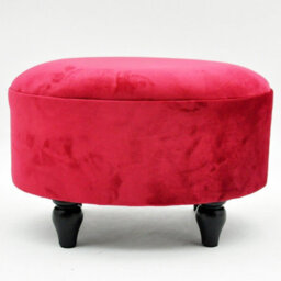 Minster Oval Footstool - Velvet - L27 X W40 X H30 Cm - Red