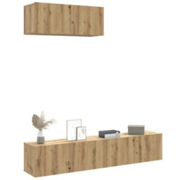 Berkfield 3 Piece Tv Cabinet Set Wall-Mounted Artisan Oak Engineered Wood - thumbnail 1