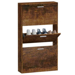 Berkfield Shoe Cabinet Smoked Oak 59X17X108 Cm Engineered Wood - thumbnail 4