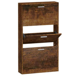 Berkfield Shoe Cabinet Smoked Oak 59X17X108 Cm Engineered Wood - thumbnail 2