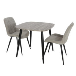 Core Products Aspen Grey Oak Effect 80Cm Square Dining Table With 2 Light Grey Cord Fabric Diamond Stitch Design Chairs - thumbnail 2