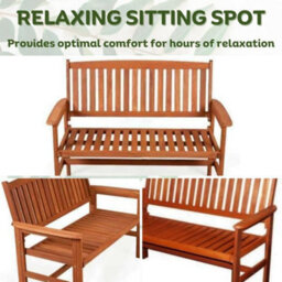 Traditional Wooden Garden Bench - Weather Resistant 2-Seater 1.2M Wooden Garden Furniture - thumbnail 4